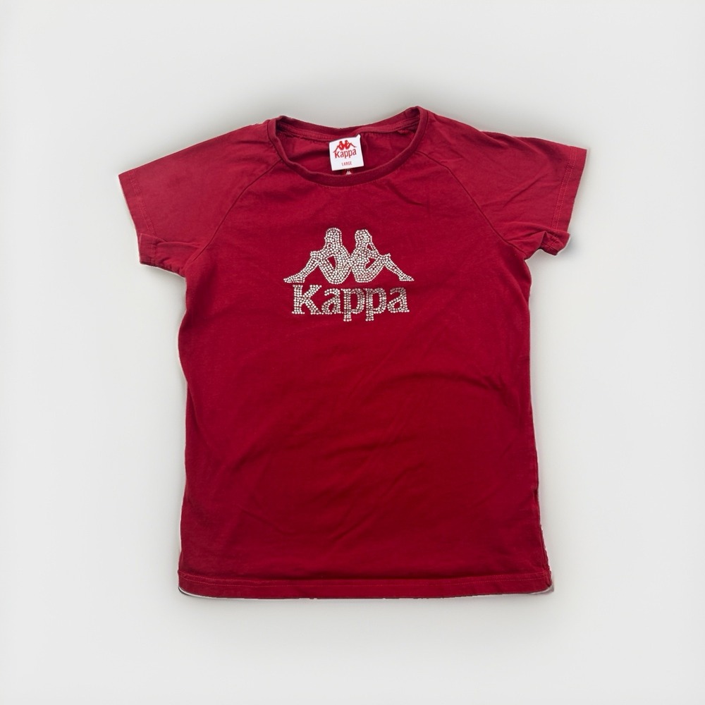 Kappa Sharia Tee Women's Red Rhinestone Logo T Shirt Size Large Short sleeve
